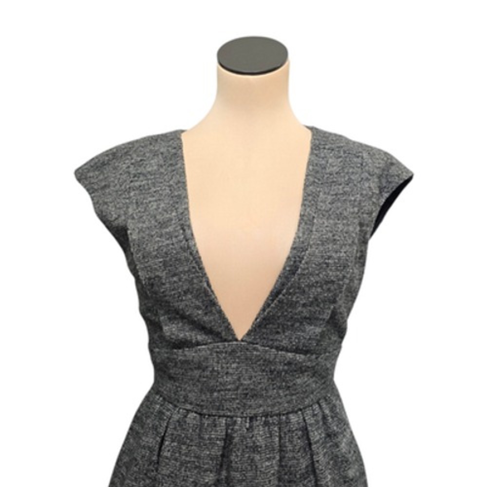 Jill Stuart Dress Womens 2 Gray V Neck Sleeveless Fit and Flare Tweed Wool Blend - Picture 6 of 10